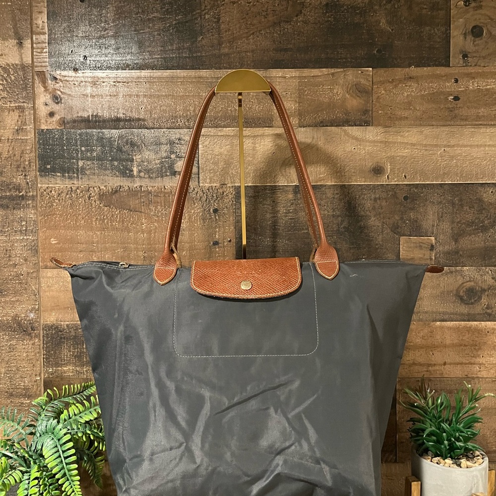 Longchamp Le Pliage Grey Tote Bag Gray Shopper Large Laptop Purse